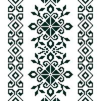 Seamless ethnic shape pattern, Vector pixel square design for fashion clothes, textile, embroidery, decoration background.