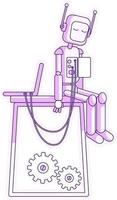 Laptop and robot semi flat color vector element