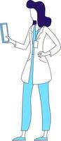 Doctor holding tablet semi flat color vector character