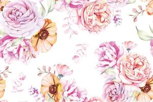 rosa de patrones sin fisuras con acuarela para tela y papel tapiz. patrón floral dibujado a mano. pintura de flores florecientes para el verano. fondo de botánica. vector