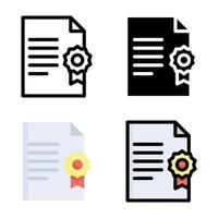 Certificate Icon Style Collection vector