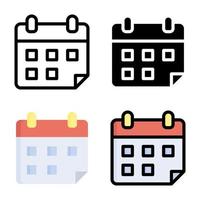 Calendar Icon Style Collection vector