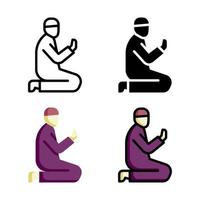 Muslim Prayer Icon Style Collection vector