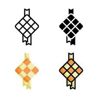 Ketupat Icon Style Collection vector