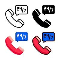 24 Hours Support Icon Style Collection vector