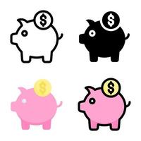 Piggy Bank Icon Style Collection vector