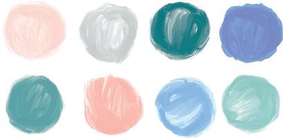 Set of colorful watercolor hand painted circle. Vector design elements. gouache, oil paint