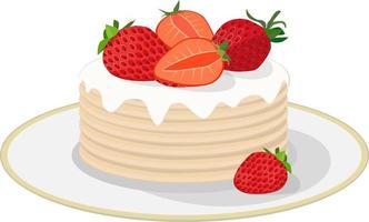 Strawberry pancakes illustration vector