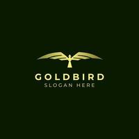 Gold Fly Bird badge Logo template