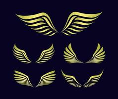 conjunto de plantilla de logotipo de insignia de emblema de colección de alas doradas vector