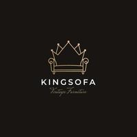 King Sofa furniture vintage retro logo with crown shape design