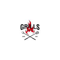 Grill Barbeque with fire flame Collection vector