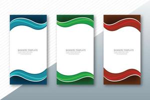 Abstract wave colorful banners set design vector