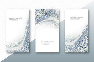 Abstract dotted wave banners set design vector