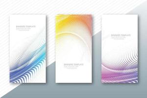 diseño de conjunto de banners de onda colorida punteada abstracta vector