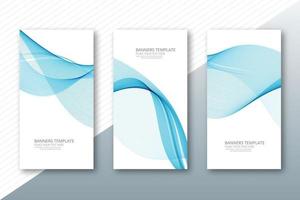 Abstract wave blue banners set design vector