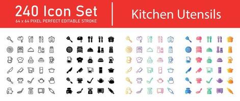 paquete de iconos de utensilios de cocina vector