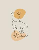 Continuous one line drawing of abstract Cat. vector