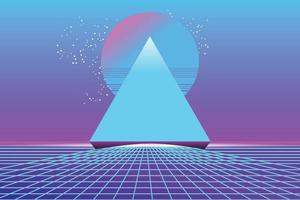 Retro Sci-Fi futuristic background 1980s and 1990s style 3d illustration. Digital landscape in a cyber world. For use as design cover. vector