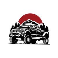 Adventure Double Cabin Illustration Design. Overland 4x4 Truck Vector Isolated on White Background