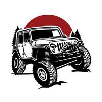 American Adventure Overland SUV Illustration Outdoor Vector Isolated