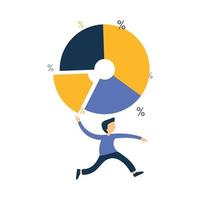 un informe de diagrama de gráfico de gráfico de negocios con carácter musulmán vector