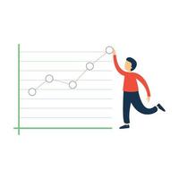 un informe de diagrama de gráfico de gráfico de negocios con carácter musulmán vector