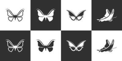conjunto de plantilla de diseño de logotipo de vector de mariposa.