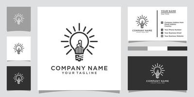 Bulb logo icon design with building vector concept.