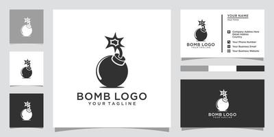 Bomb vector logo design with burning wick