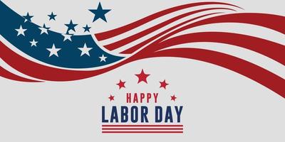 Happy Labor Day Vector greeting card or invitation card. Illustration of an American national holiday with a US flag.