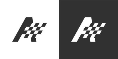 Letter A vector logo design with Race flag design.