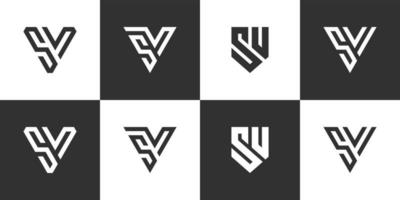 Set of initials letter SV abstract vector logo design