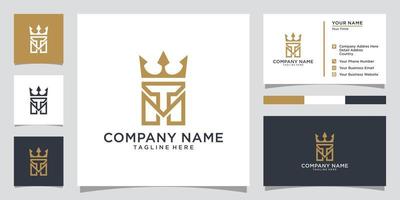 Initial letter TM or MT logo design with crown icon vector. vector