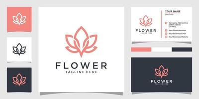 Flower mono line luxury logo design template vector. vector