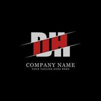 Initial name DH Logo design vector with crack or slice, split letter logo