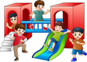 Cartoon Children Having fun in the Playground vector