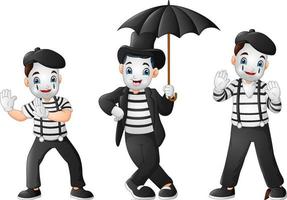 Set of Mimes Performing Different Pantomimes vector