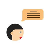 illustration of face character in dialogue, talking, head, man. vector