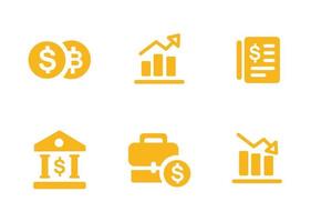 diseño vectorial, conjunto de iconos de forma financiera, mejora empresarial e idea vector