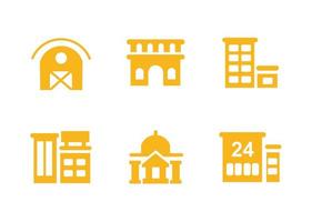 diseño vectorial, conjunto de iconos de forma de edificio vector