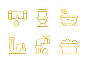 diseño vectorial, conjunto de iconos o símbolo de baño en color naranja