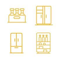 diseño vectorial, conjunto de íconos o símbolos de refrigerador y botellas de bebidas vector