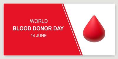 World Blood Donor Day banner. Vector background with a drop of blood and text