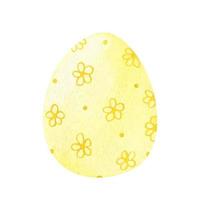 Decorated Easter egg with a floral pattern in yellow colors. Hand-drawn illustration isolated on white background. Perfect for your project, cards, prints, covers, decorations. vector
