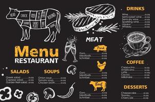 Menu template design for restaurant, sketch illustration. Vector. vector