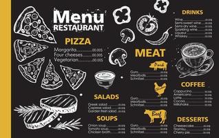 Menu template design for restaurant, sketch illustration. Vector. vector