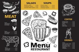 Menu template design for restaurant, sketch illustration. Vector. vector