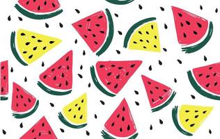 Watermelon slice hand drawn illustration. vector