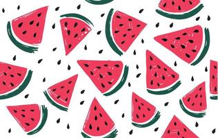 Watermelon slice hand drawn illustration. vector